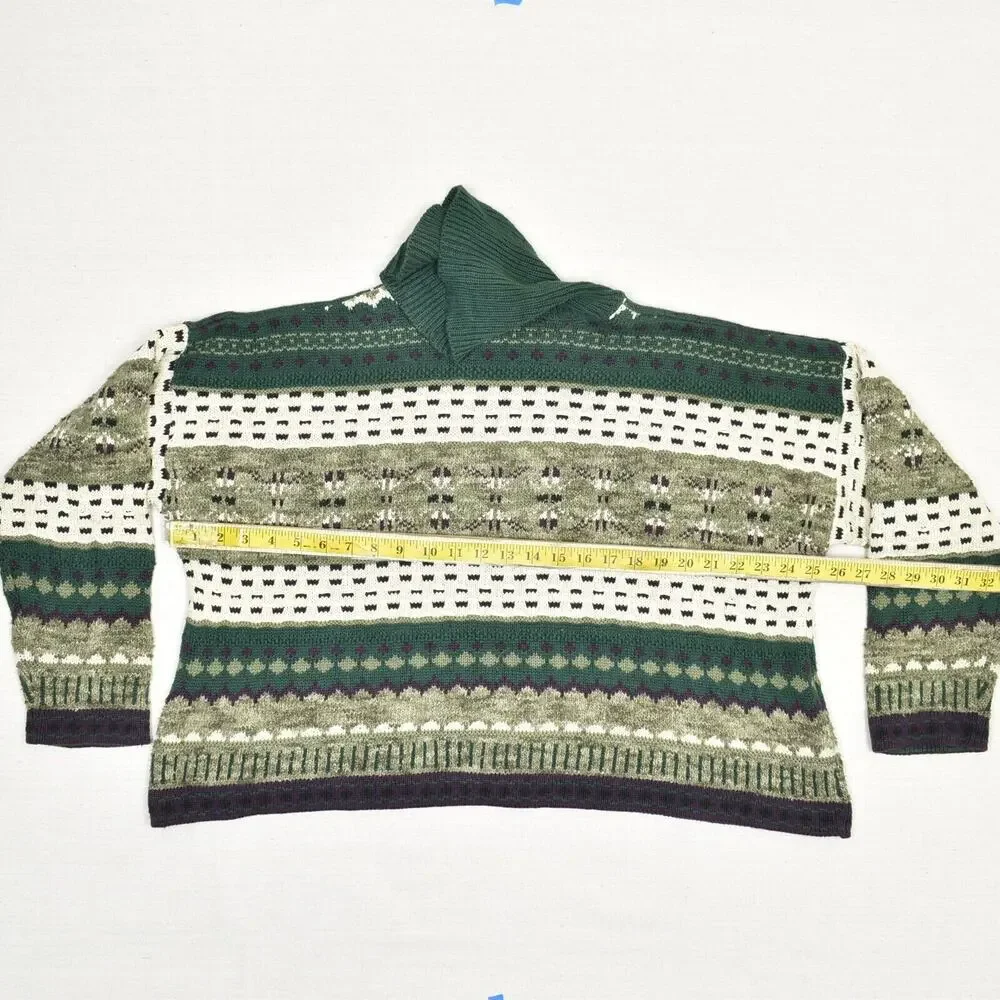 Erik Stewart Women Pullover Sweater Cotton Green Size One Size Vintage Knit VTG